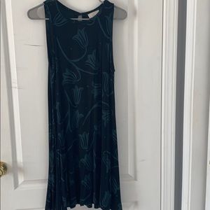 Loft Black and Teal Tulip Swing Dress